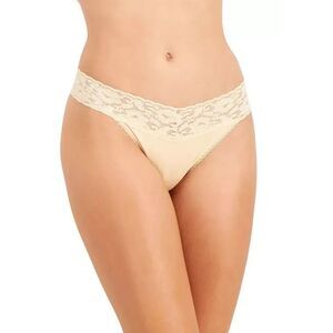 I.N.C. International Concepts Womens Lace-Trim Thong Underw Almond Latte XXL